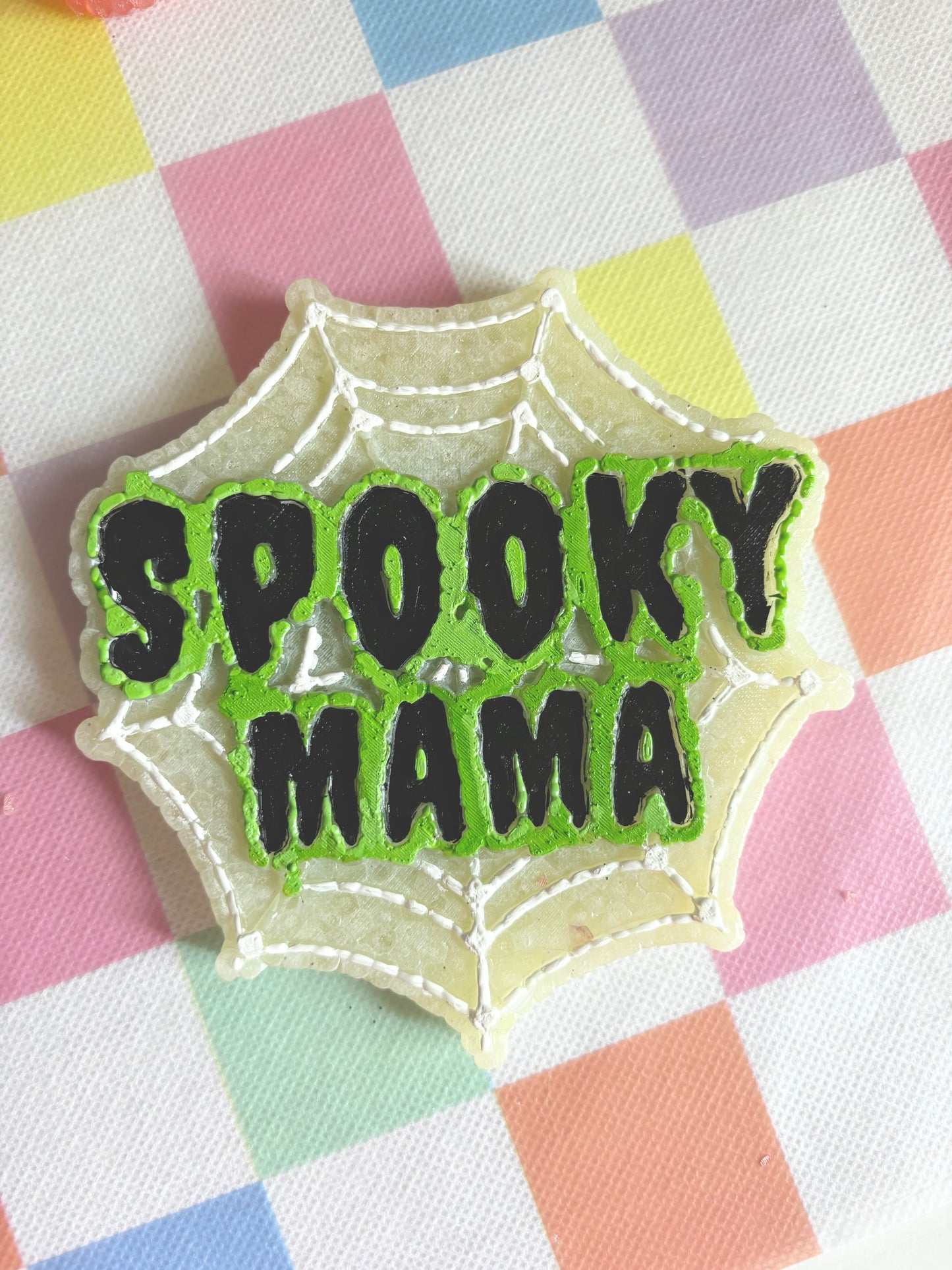 Spooky mama freshie (web glows in the dark)