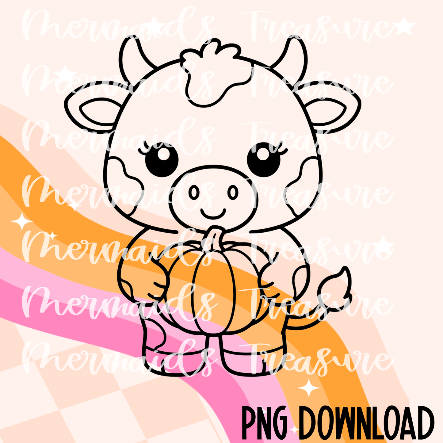 Cow holding a pumpkin PNG
