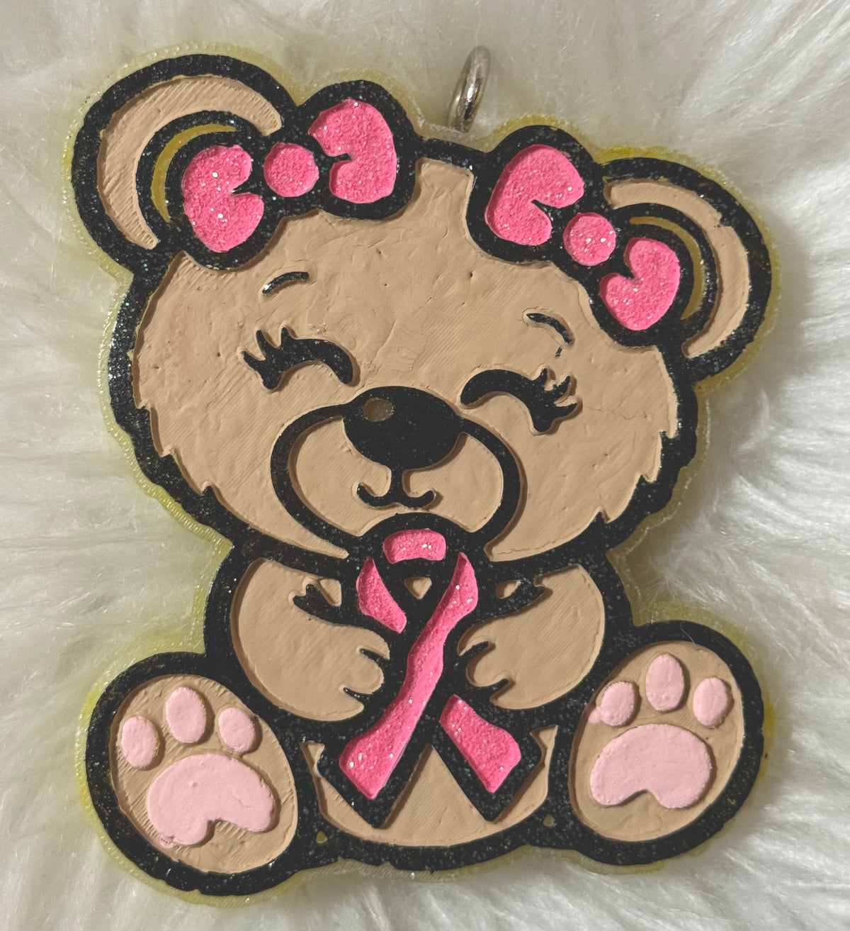 Breast cancer ribbon bear freshie