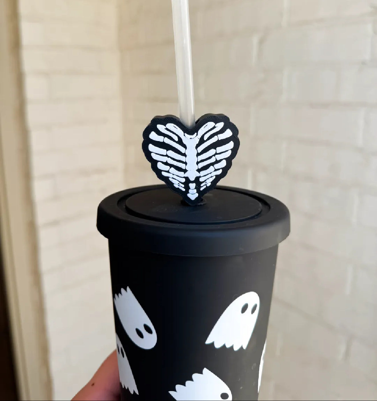 Bone heart straw topper