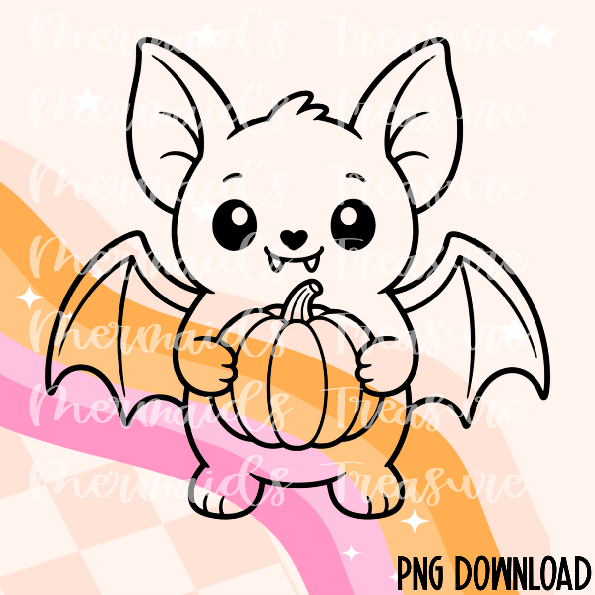Bat hugging a pumpkin PNG