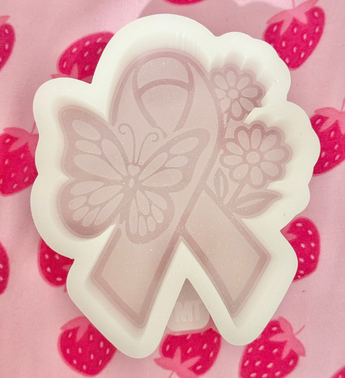 Awareness butterfly flower ribbon mold