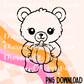 Bear holding a pumpkin PNG