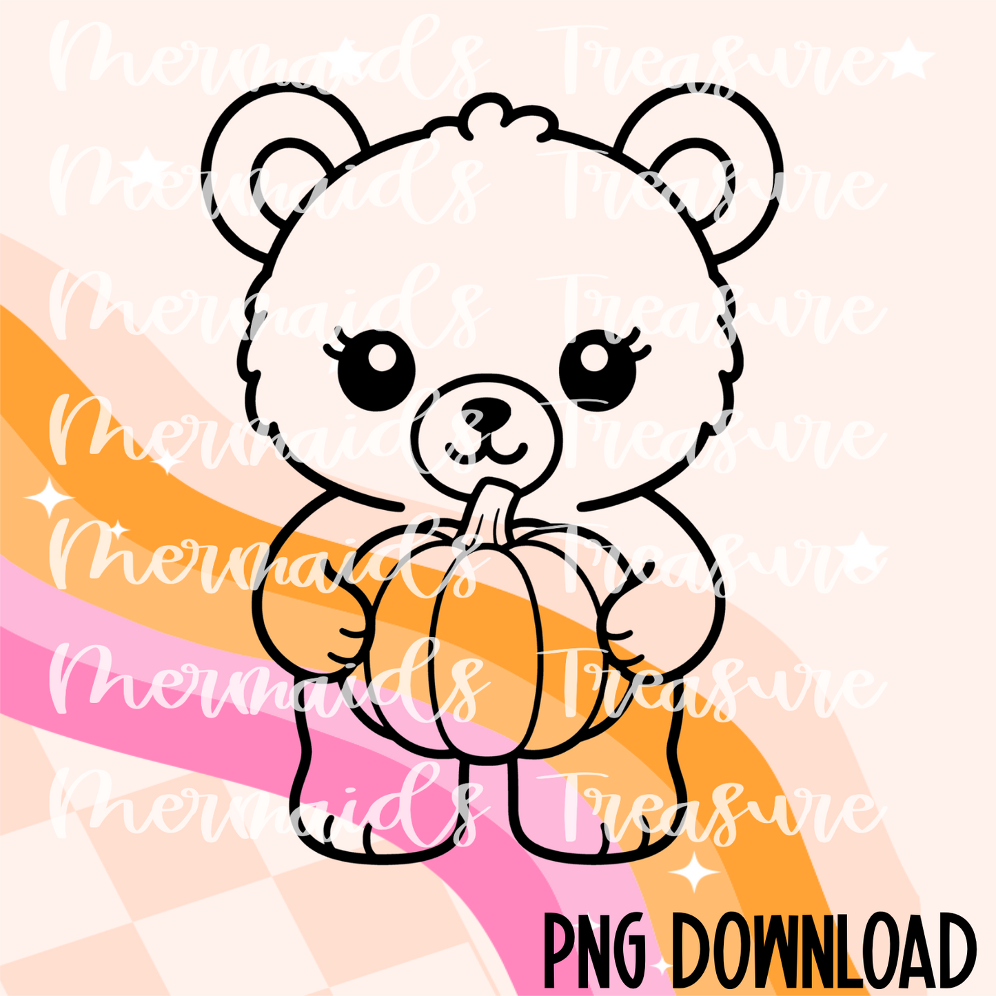 Bear holding a pumpkin PNG