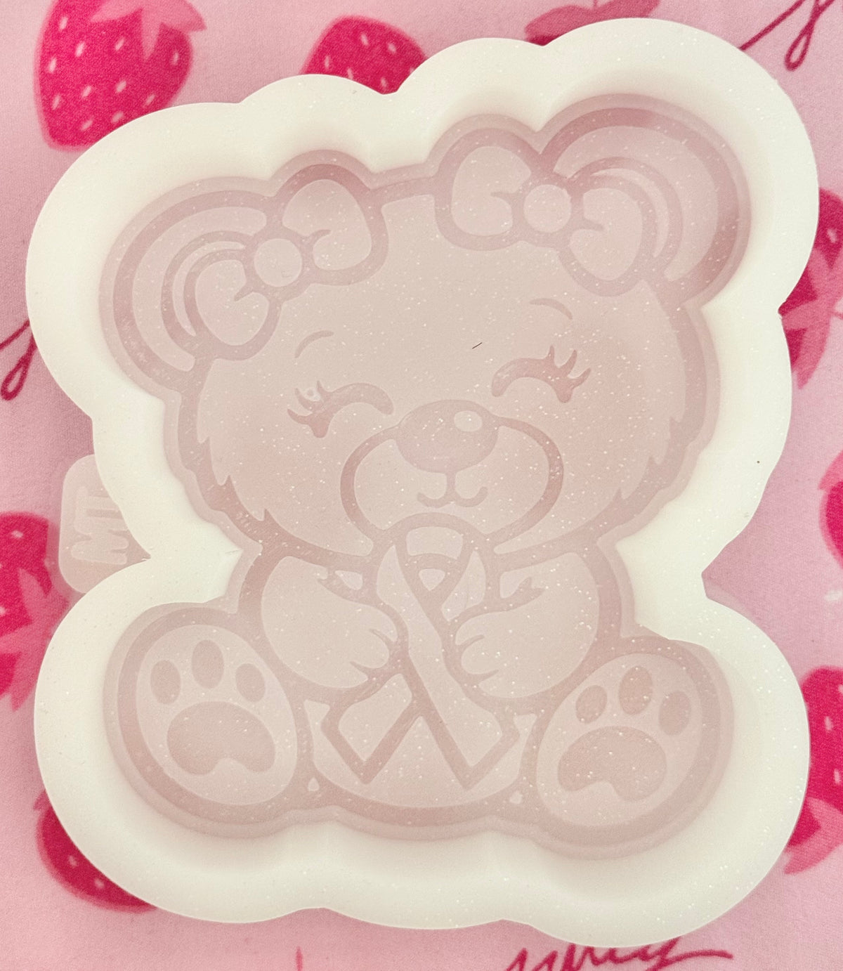 Cancer ribbon bear mold