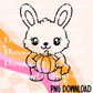 Rabbit holding a pumpkin PNG