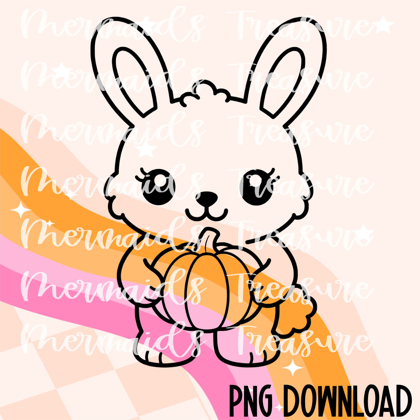 Rabbit holding a pumpkin PNG