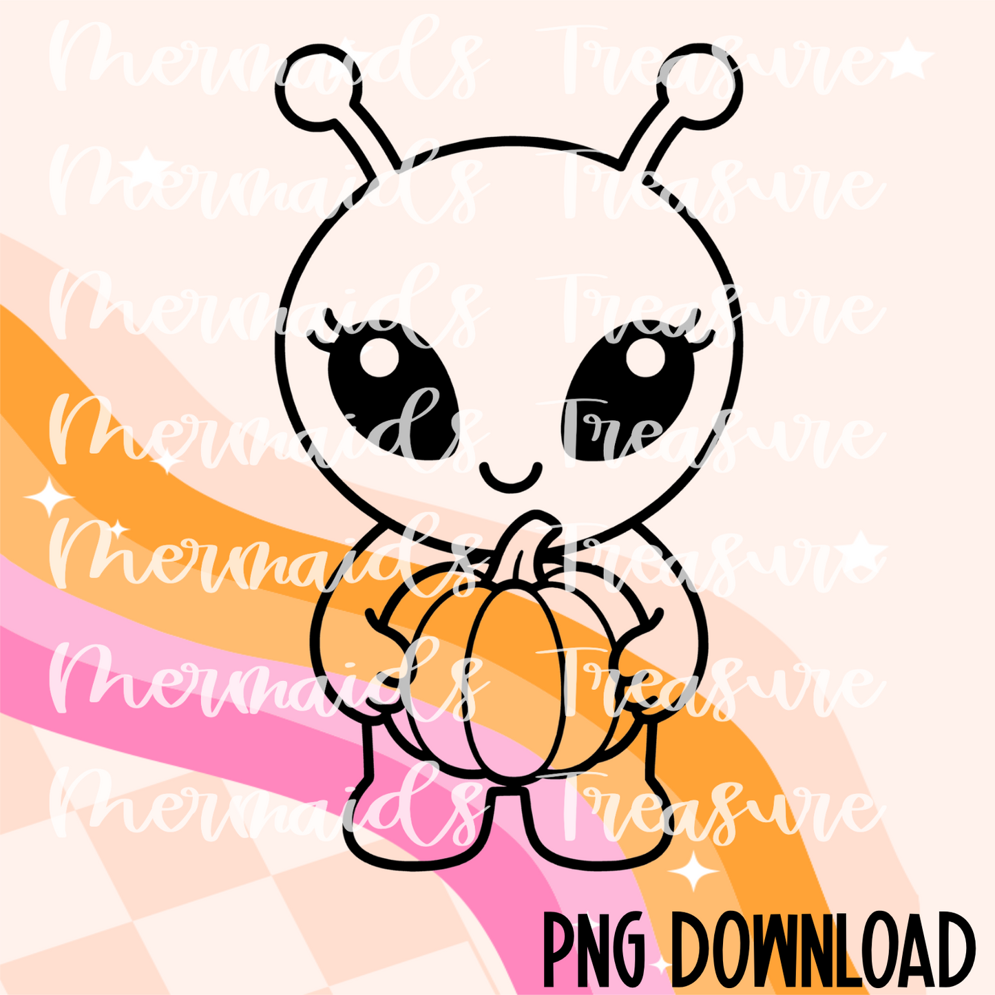 Alien holding a pumpkin PNG