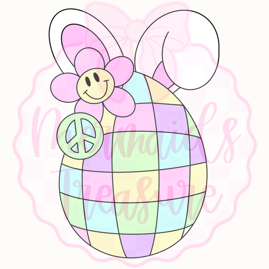 Disco ball egg with bunny ears