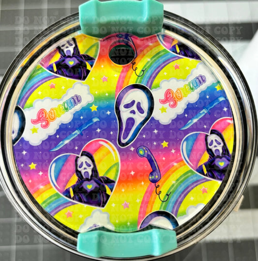 Lisa Frank inspired horror 40 oz topper Ghostface