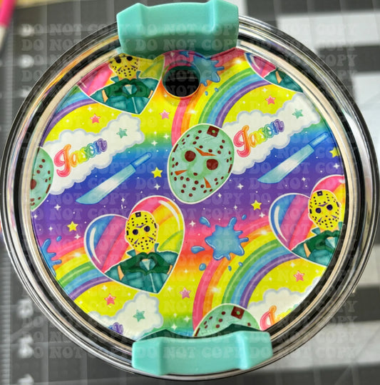 Lisa Frank inspired horror 40 oz topper Jason
