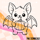 Bat hugging a pumpkin PNG